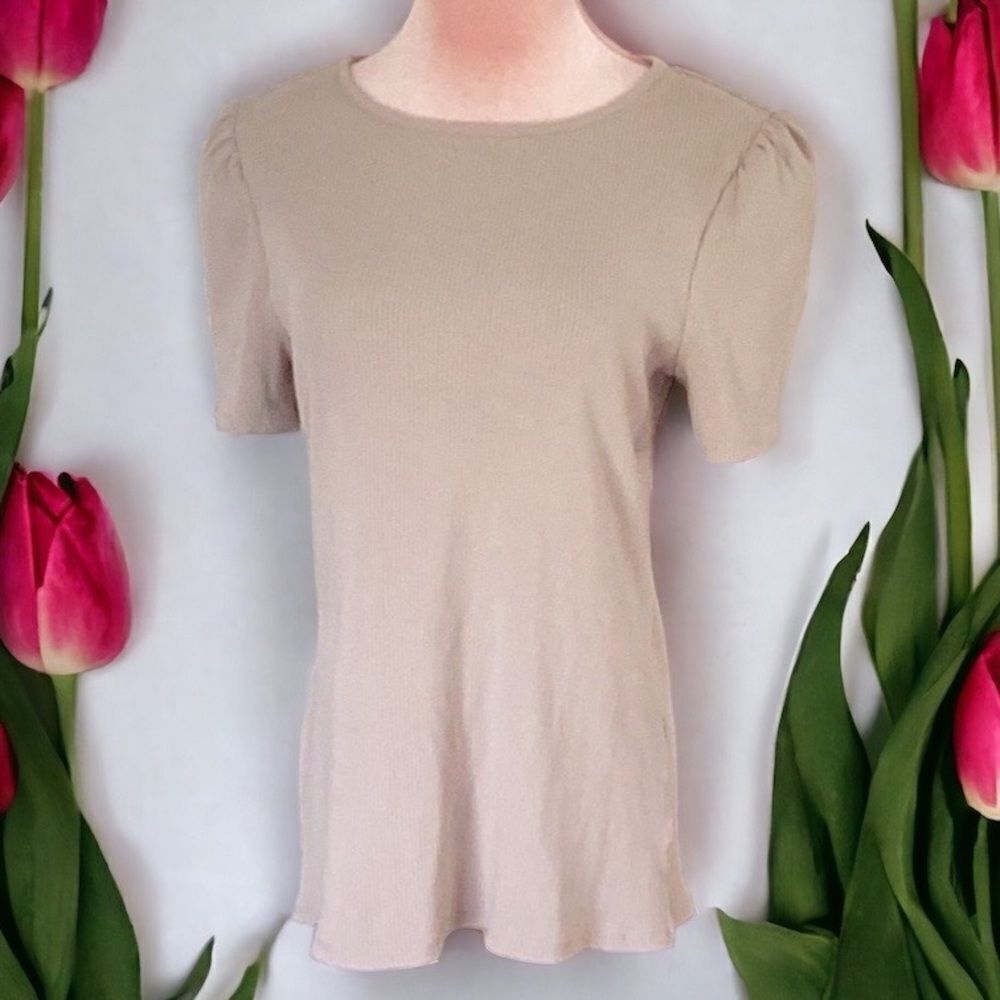 WOMENS EXPRESS TEE SHIRT TOP BLOUSE TAUPE LARGE